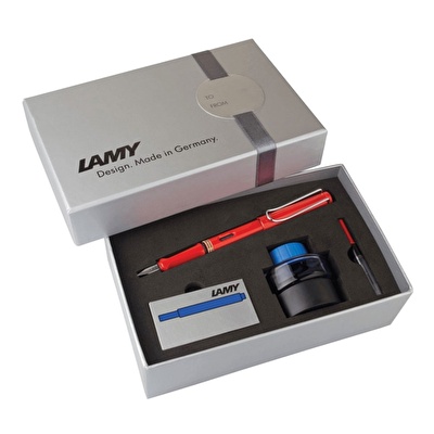 LAMY Set Safari Dolma Kalem Seti M G.Kutu Kırmızı Metal Siyah Klips